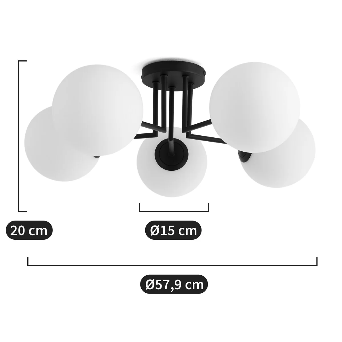 Atea Opaline Glass & Metal Ceiling Light – image 4