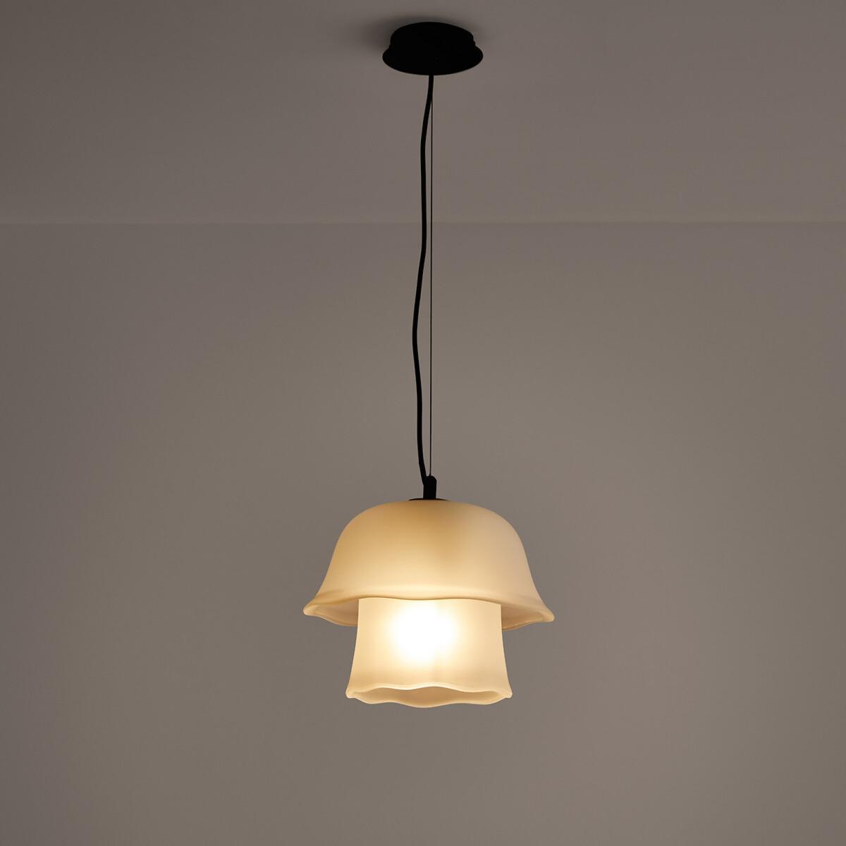Linza Metal and Sandblasted Glass Pendant Light – image 3