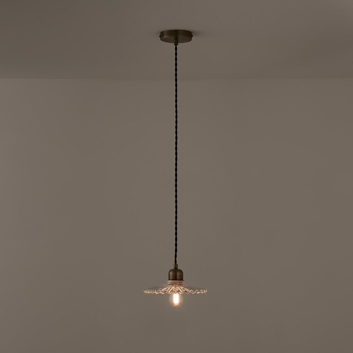 Iloa 20cm Diameter Brass and Striated Glass Ceiling Light – image 2