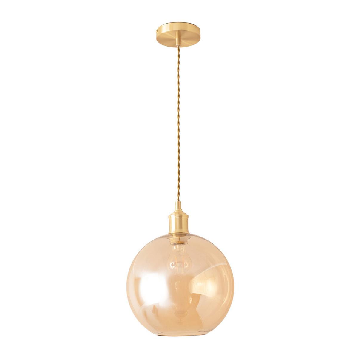 Amber Glass Globe Single Ceiling Pendant Light – image 5