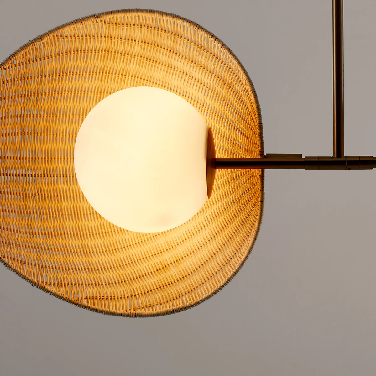 Javana Double Opaline Ceiling Light in Rattan/brass – image 4
