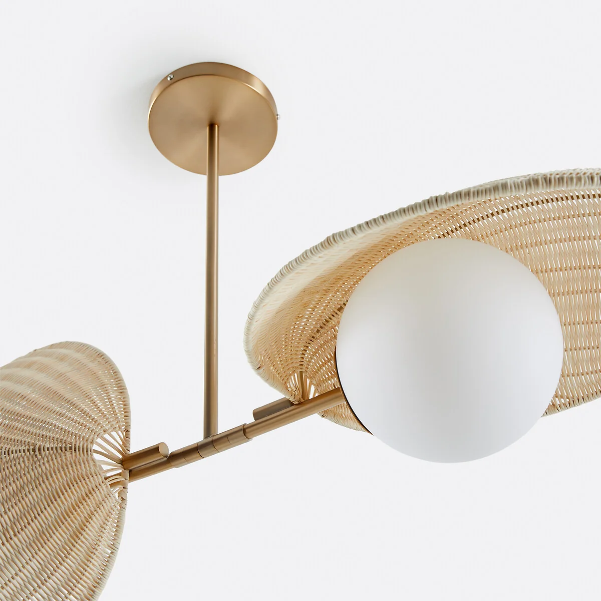 Javana Double Opaline Ceiling Light in Rattan/brass – image 6