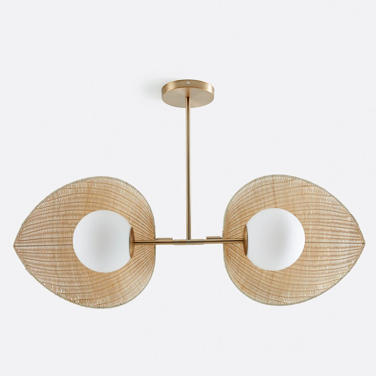 Javana Double Opaline Ceiling Light in Rattan/brass – image 7