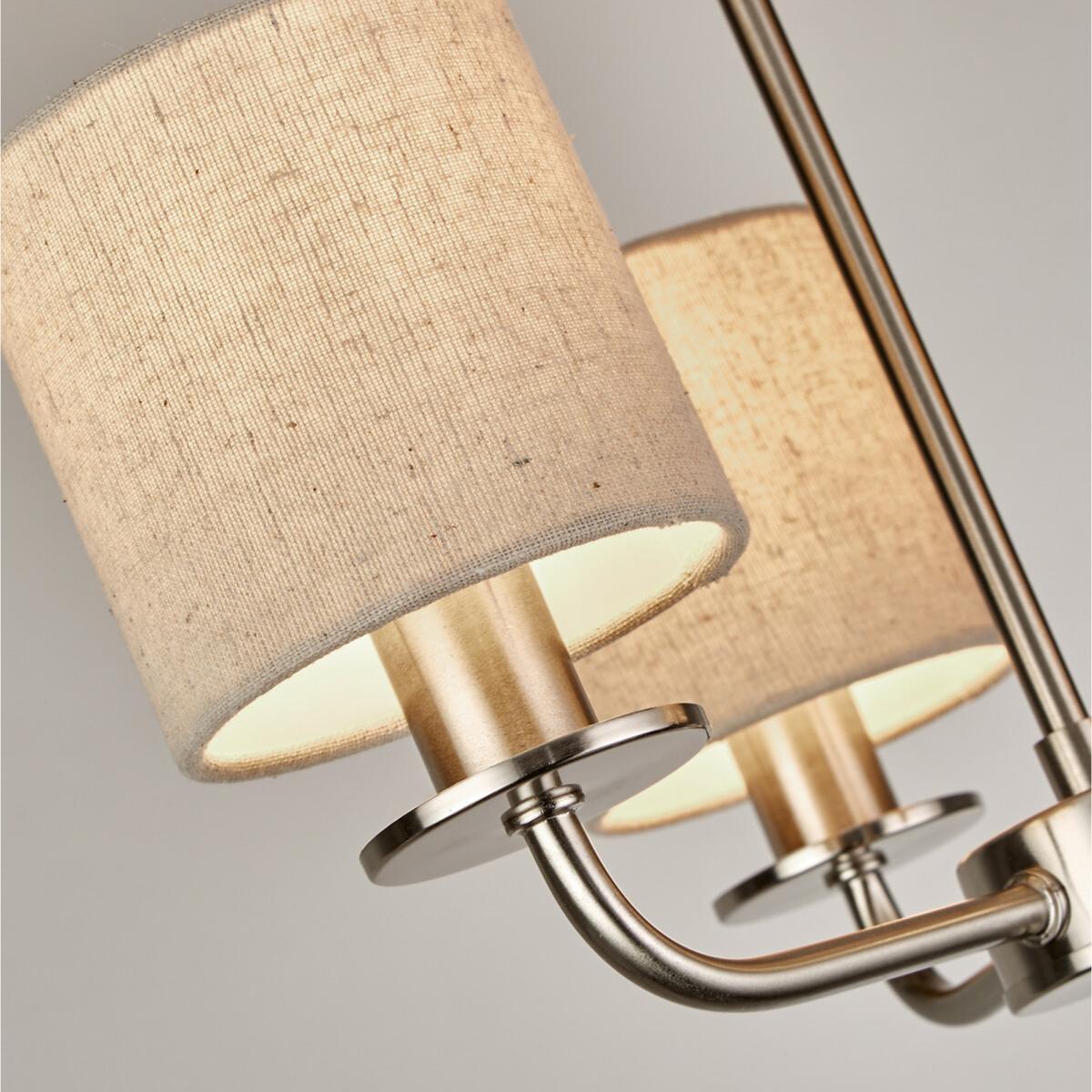 Satin Silver 3 Arm Mini Chandelier with Linen Shades – image 3