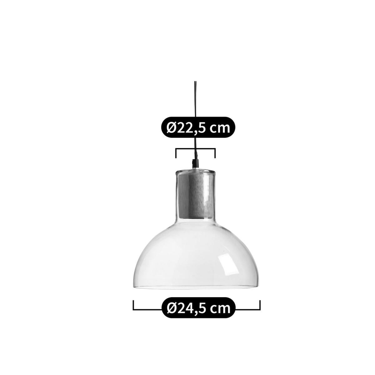 Lizia Industrial Style Pendant Light in Glass & Wood – image 7