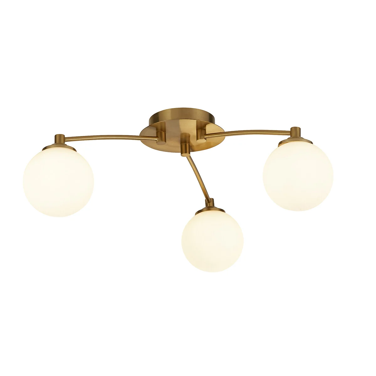 3 Light Opal and Brass Ceiling Pendant – image 2
