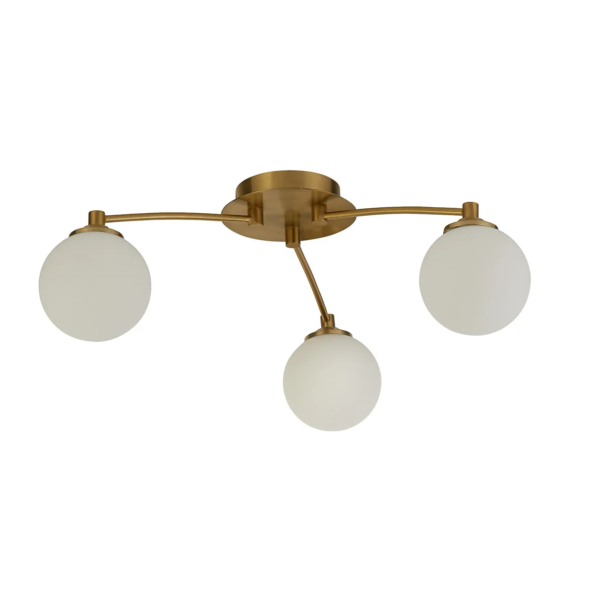 3 Light Opal and Brass Ceiling Pendant – image 3