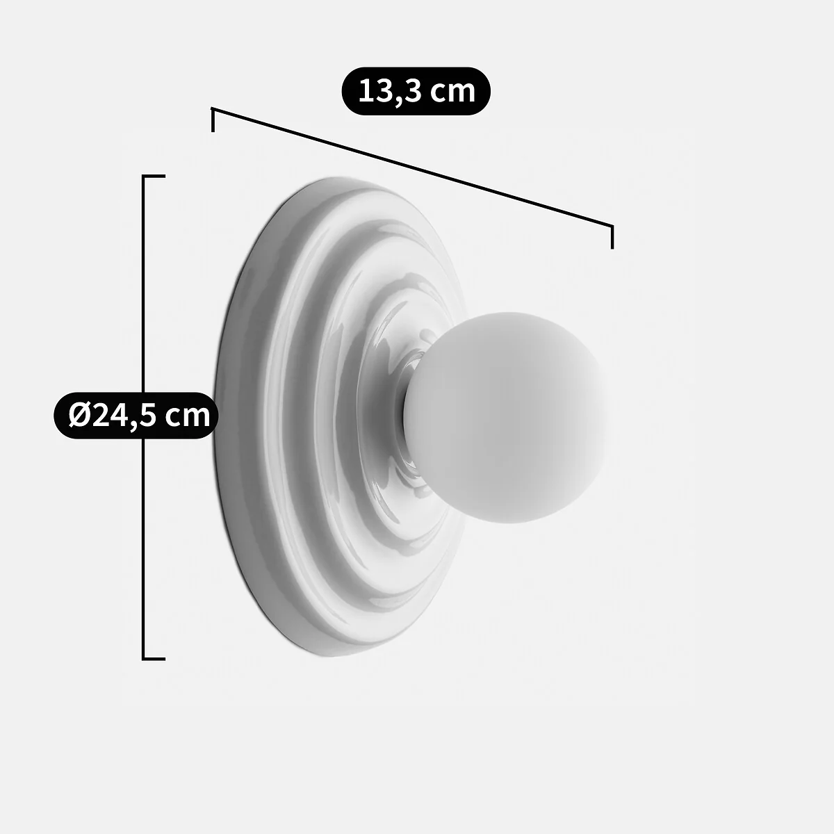 Holi Wall Or Ceiling Light in Ceramic and Opaline Glass, Diameter 24.5cm – image 8