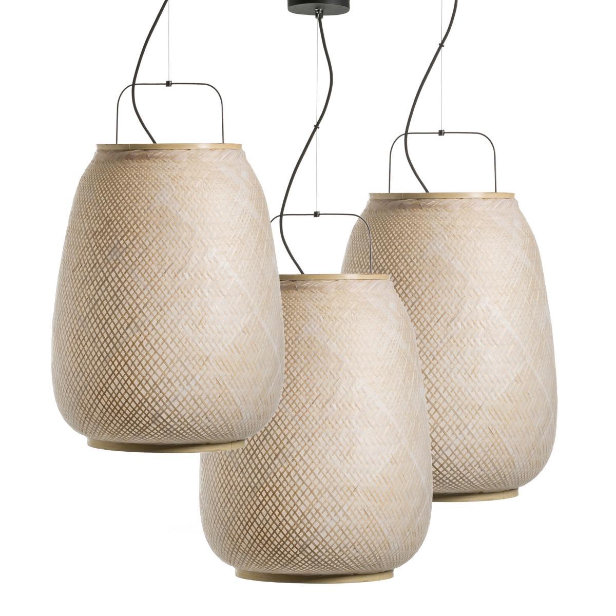 Titouan Bamboo & Rice Paper Pendant Ceiling Light, by E. Gallina – image 4