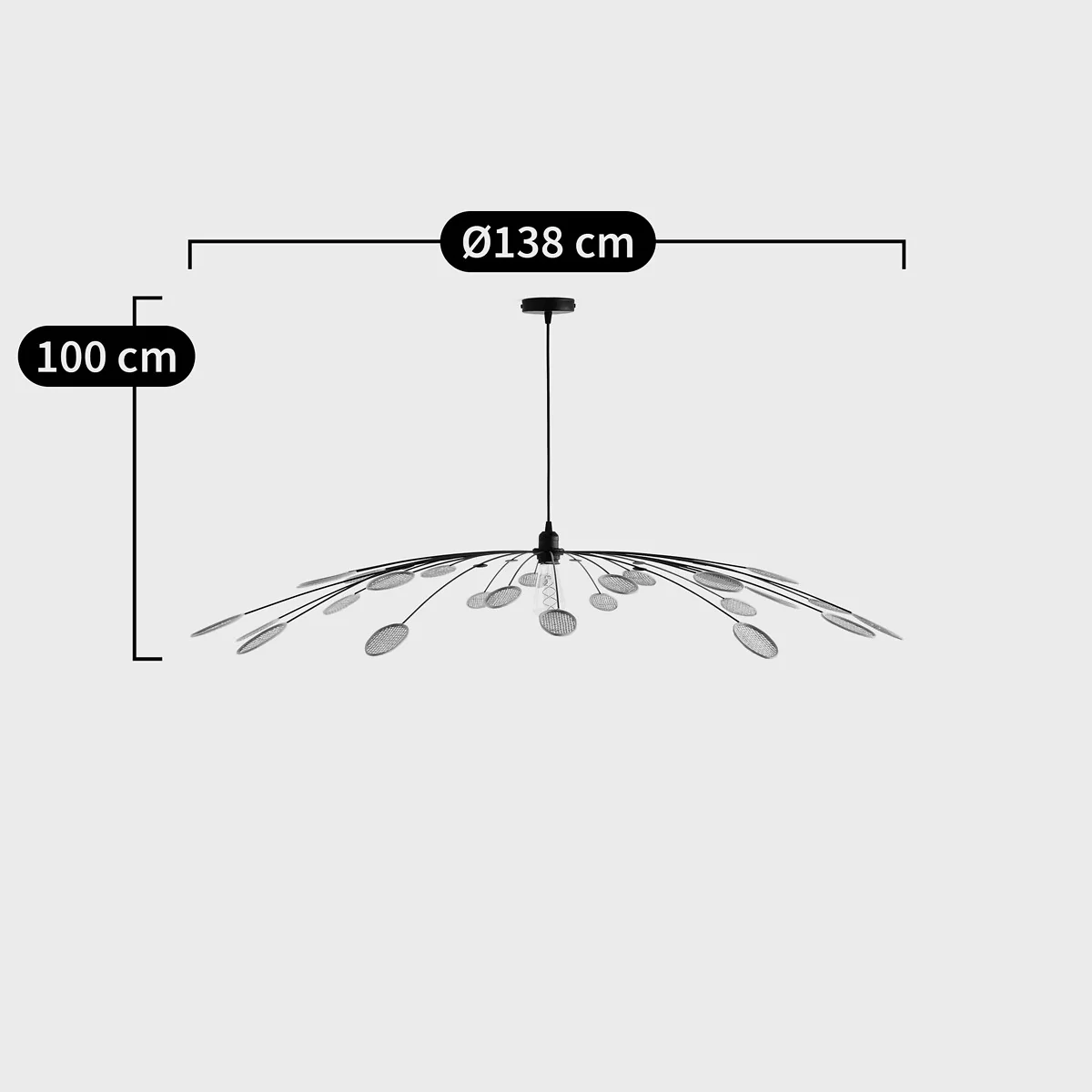 Léonie 138cm Diameter Metal & Cane Pendant Light – image 6