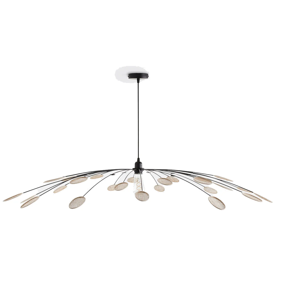 Léonie 138cm Diameter Metal & Cane Pendant Light – image 1