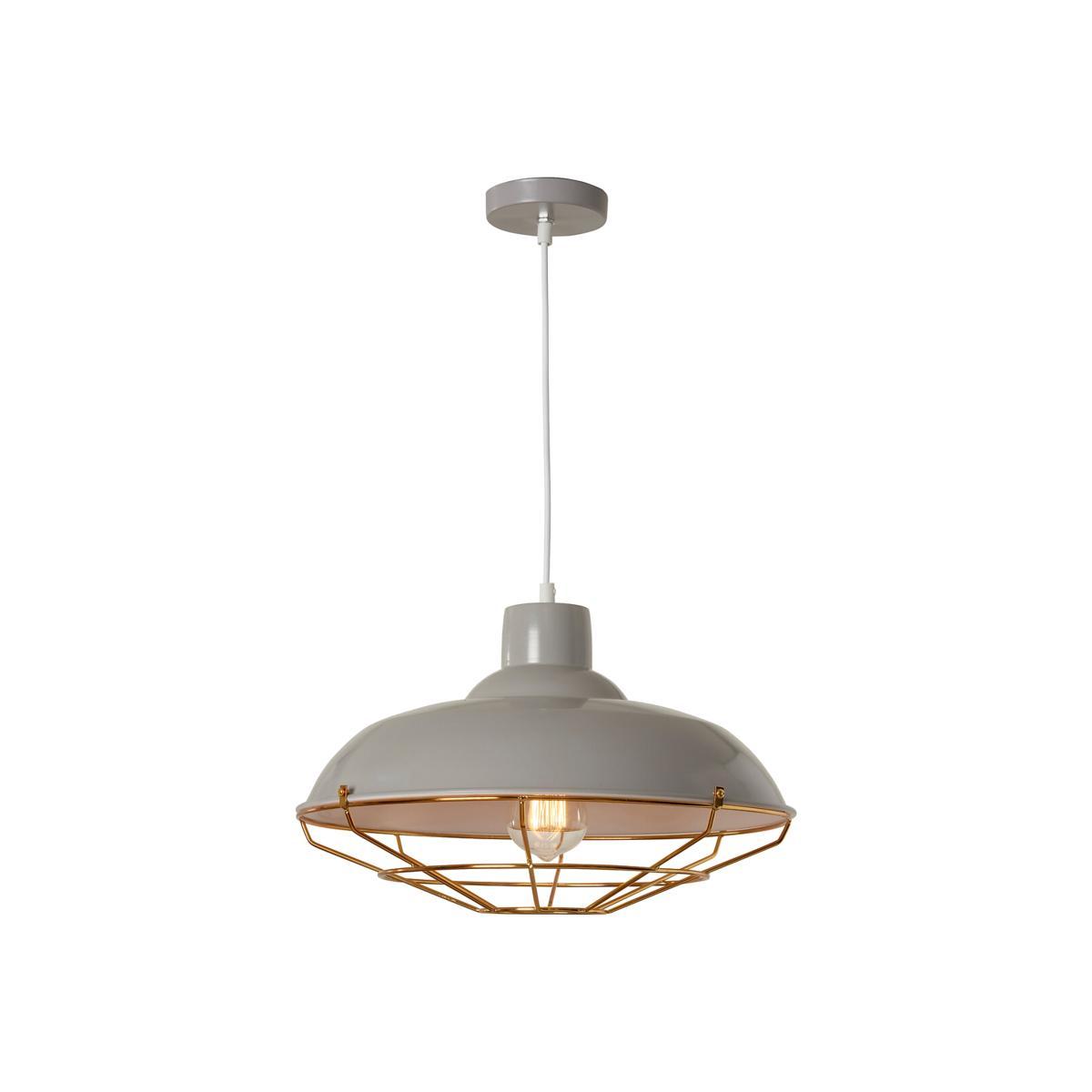 Industrial Grey Metal and Copper Ceiling Light – image 1