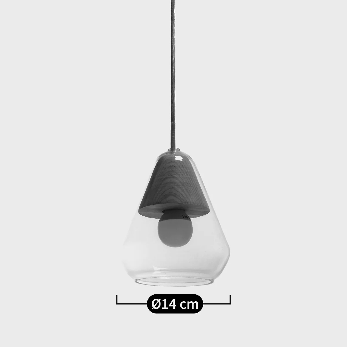 Nasoa 14cm Diameter Glass & Wood Ceiling Light – image 7