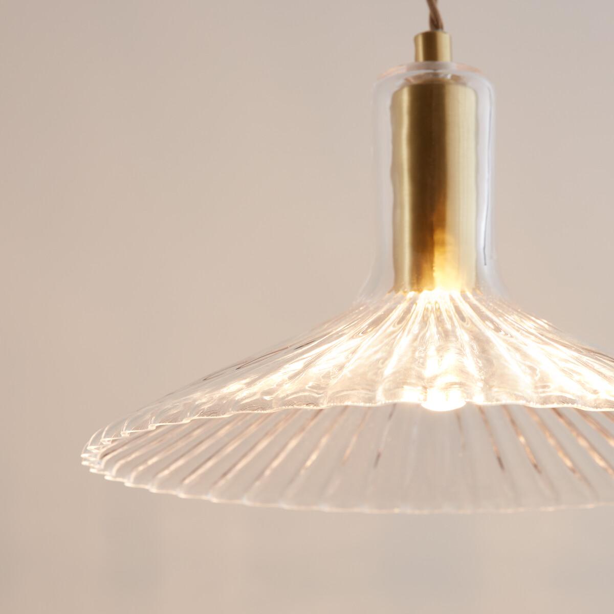 Ribbed Glass Hanging Lamp Brass Ø24.5cm Gramma – image 4