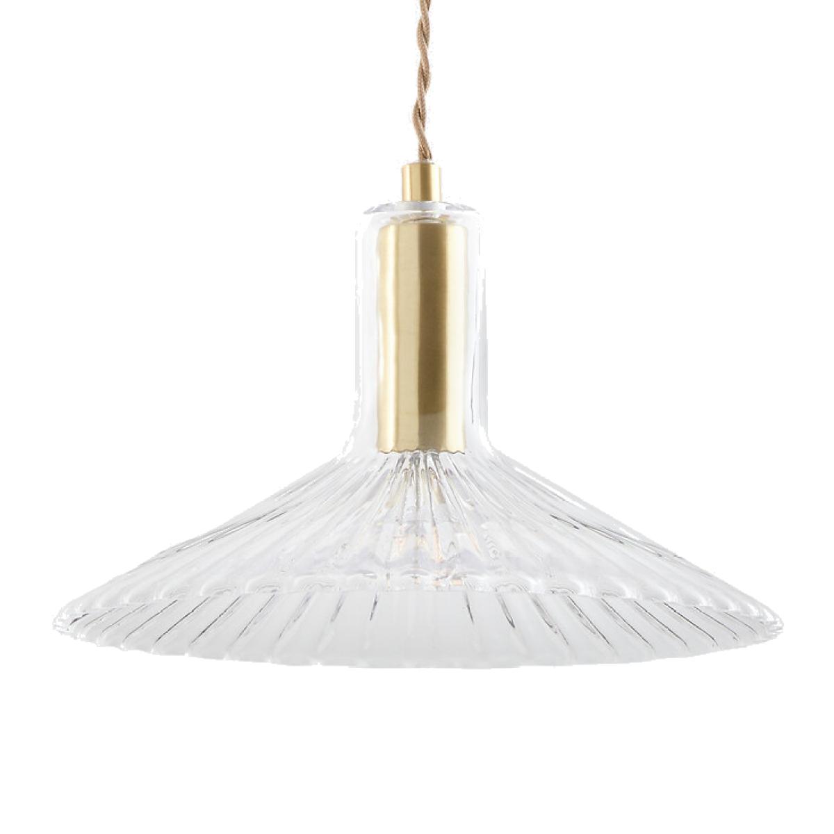 Ribbed Glass Hanging Lamp Brass Ø24.5cm Gramma – image 1