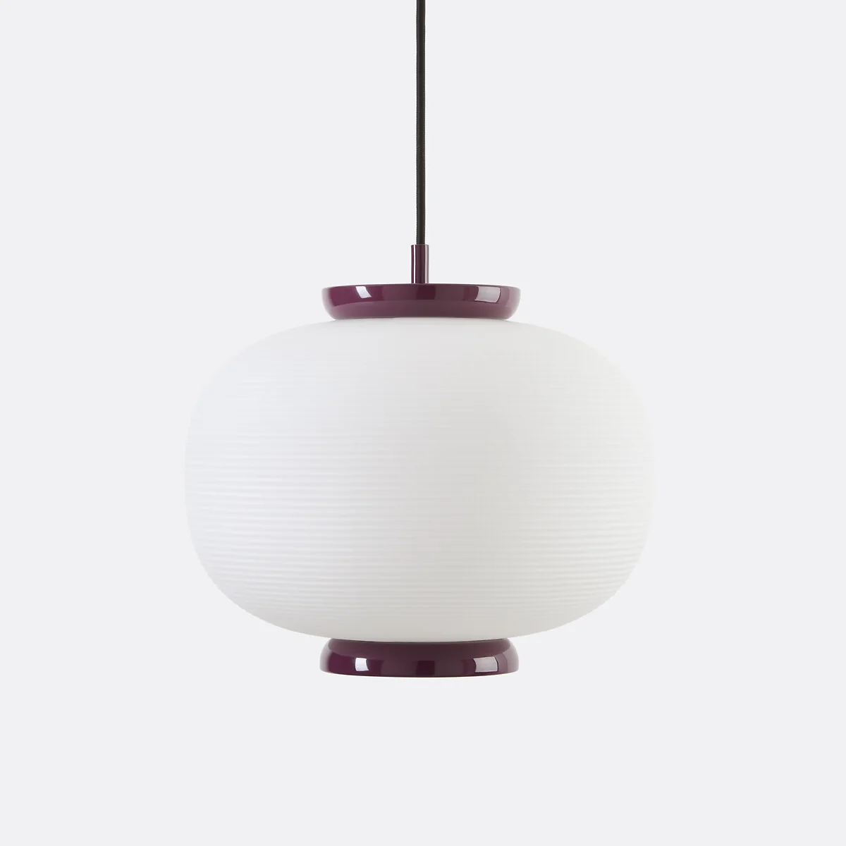 Tilan Ceiling Light in Grooved Opaline Glass and Iron with Diameter 33cm – image 2