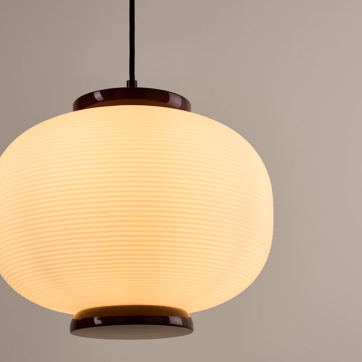 Tilan Ceiling Light in Grooved Opaline Glass and Iron with Diameter 33cm – image 4