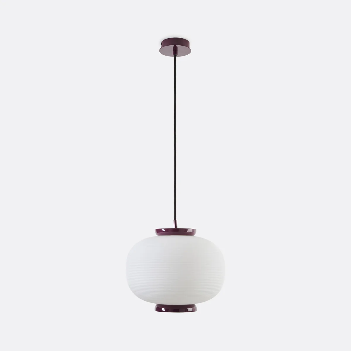 Tilan Ceiling Light in Grooved Opaline Glass and Iron with Diameter 33cm – image 6