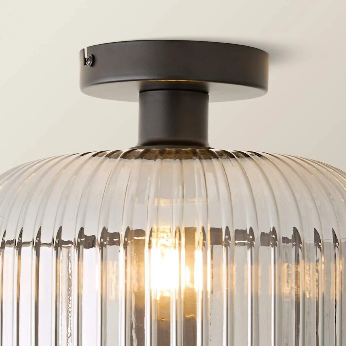 Conrad Ribbed Glass Flush Ceiling Light – image 3