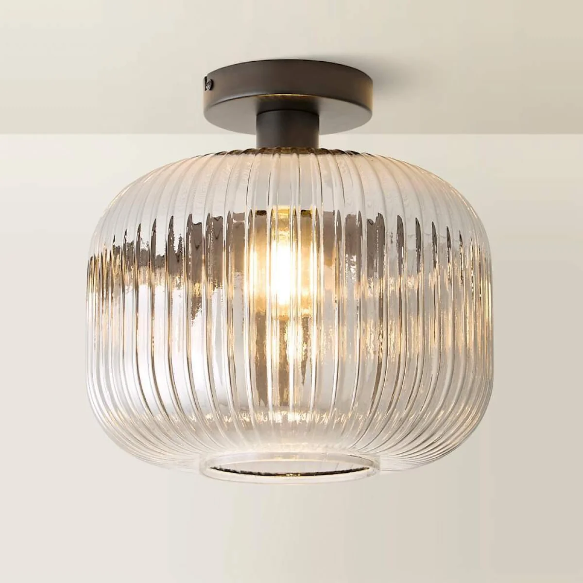 Conrad Ribbed Glass Flush Ceiling Light – image 5