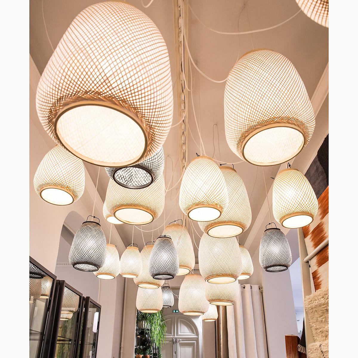 Titouan Bamboo & Rice Paper Pendant Ceiling Light, by E. Gallina – image 7