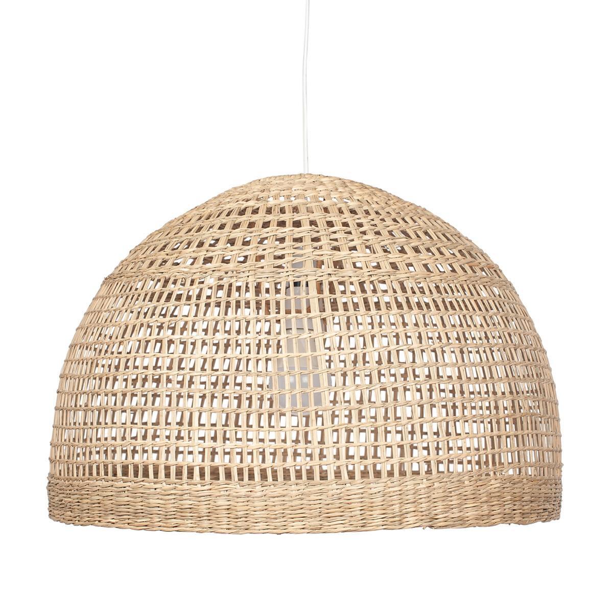 Natural Woven Wide Dome Pendant – image 2