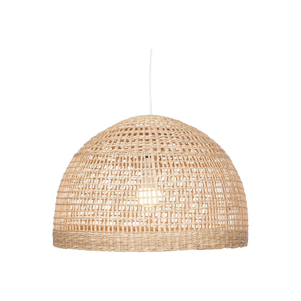 Natural Woven Wide Dome Pendant – image 1