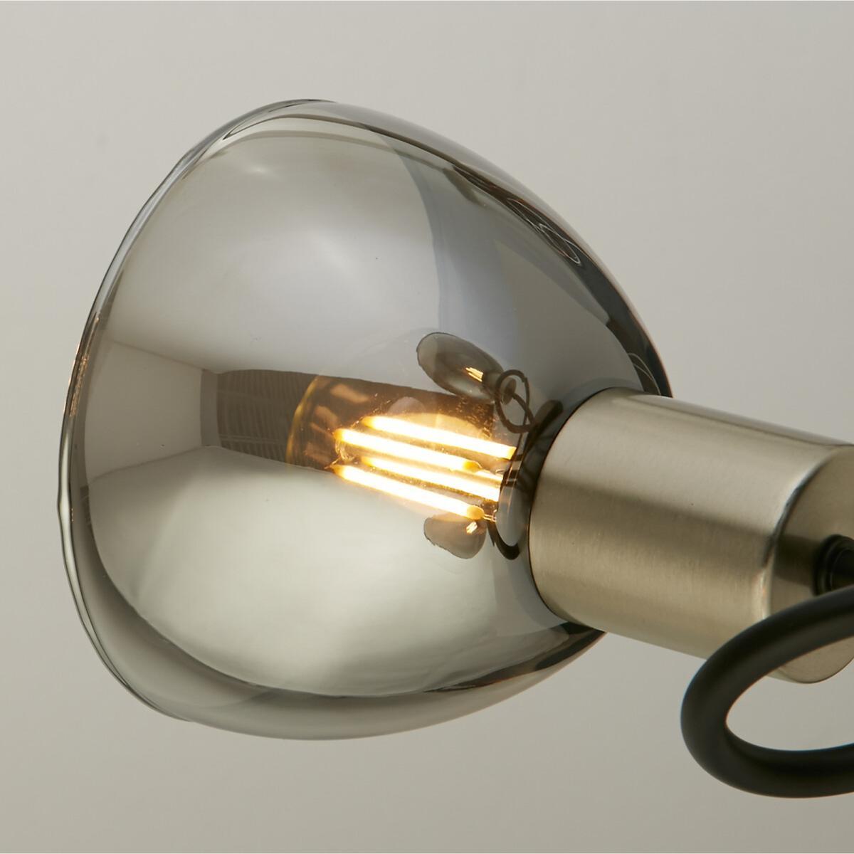 3 Light Smoked Glass and Satin Nickel Pendant Ceiling Light – image 5