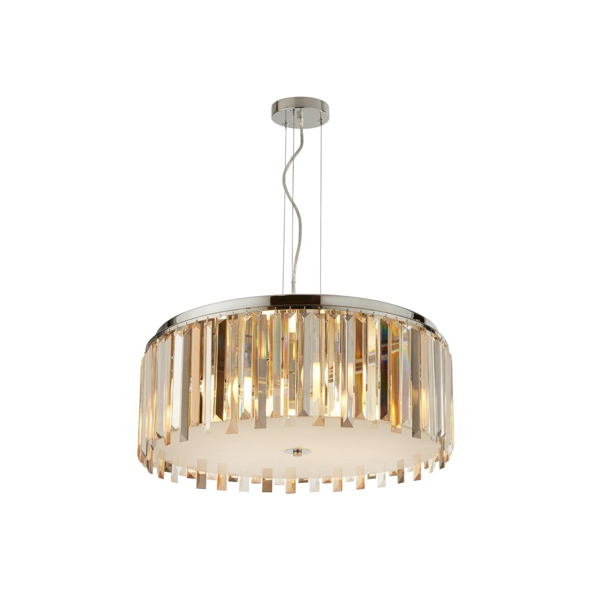 Drum Shape Ceiling Pendant with Hanging Glass Prisms