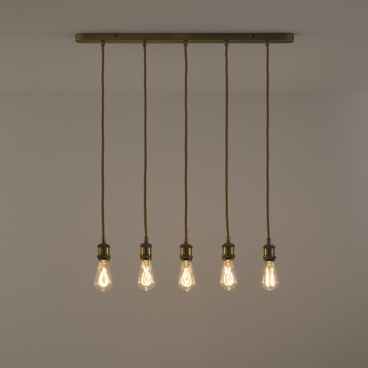 Palatina Brass and Jute Cluster Suspension Ceiling Light – image 2