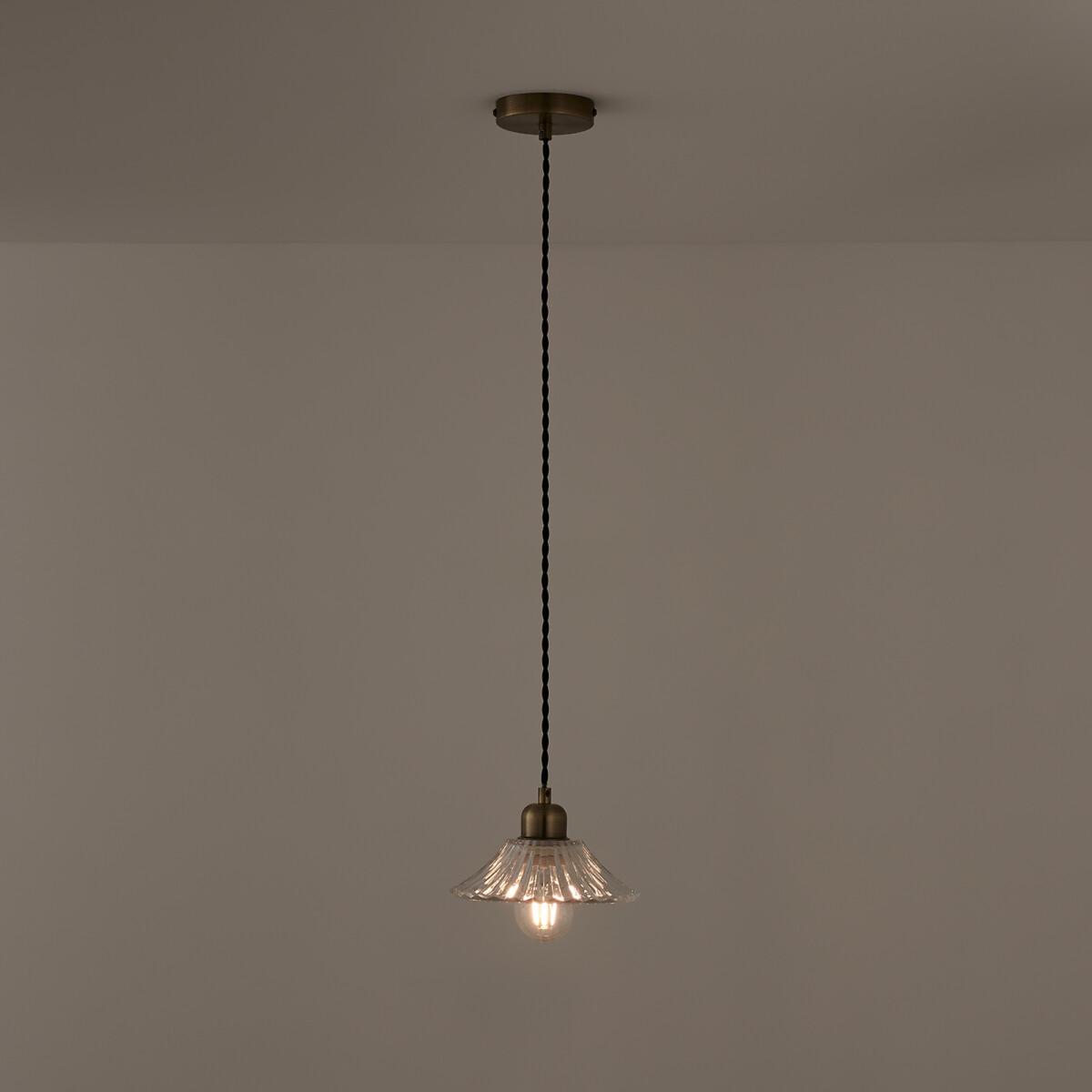 Iloa 19.3cm Diameter Brass and Striated Glass Ceiling Light – image 2