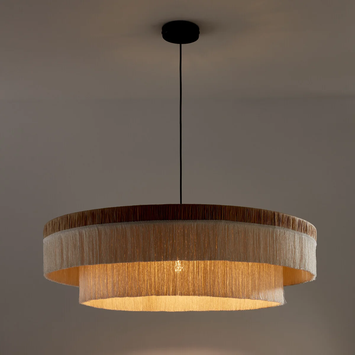 Kavi 86cm Diameter Fringed Raffia Ceiling Light – image 3