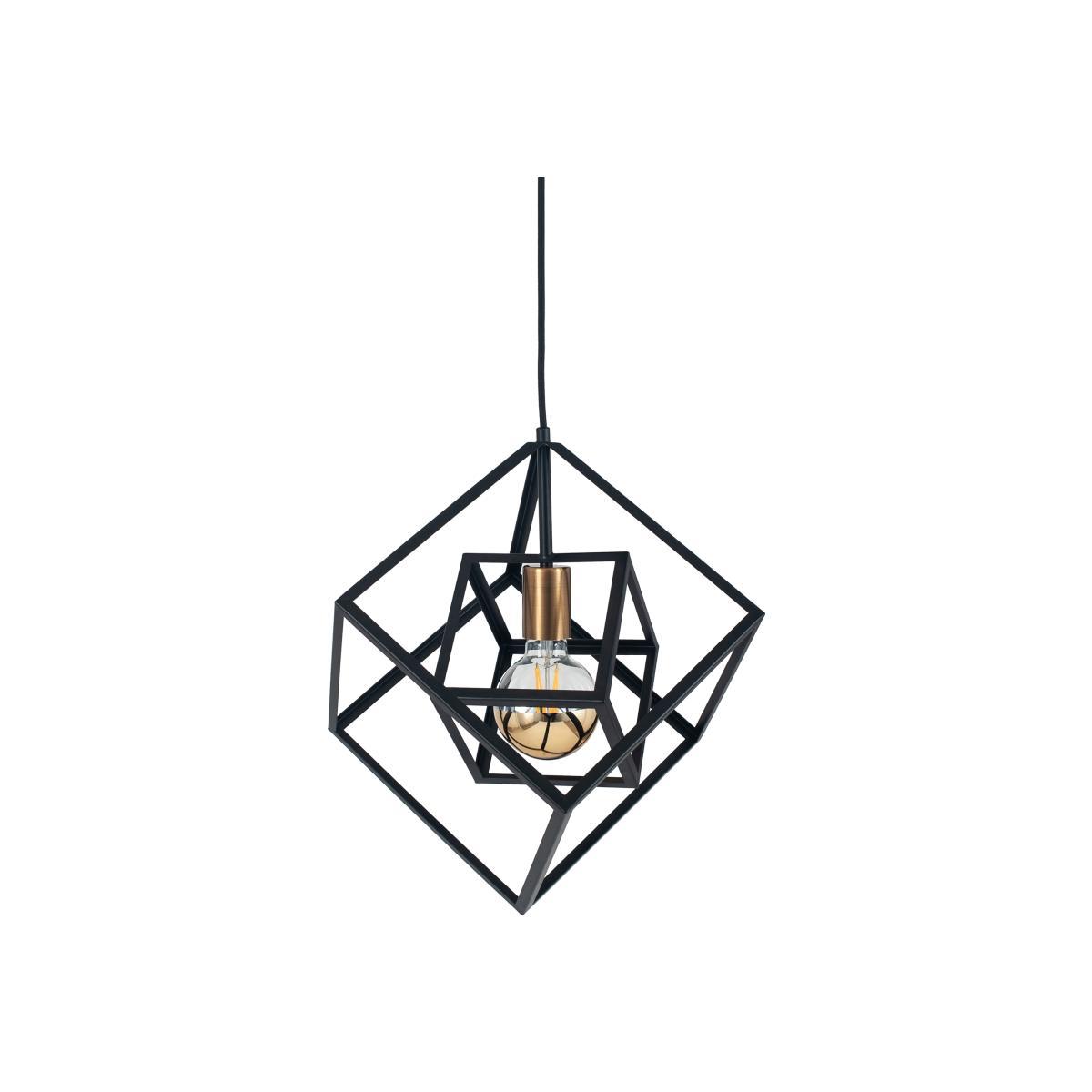 Matt Black Geometric Double Cube Pendant Ceiling Light