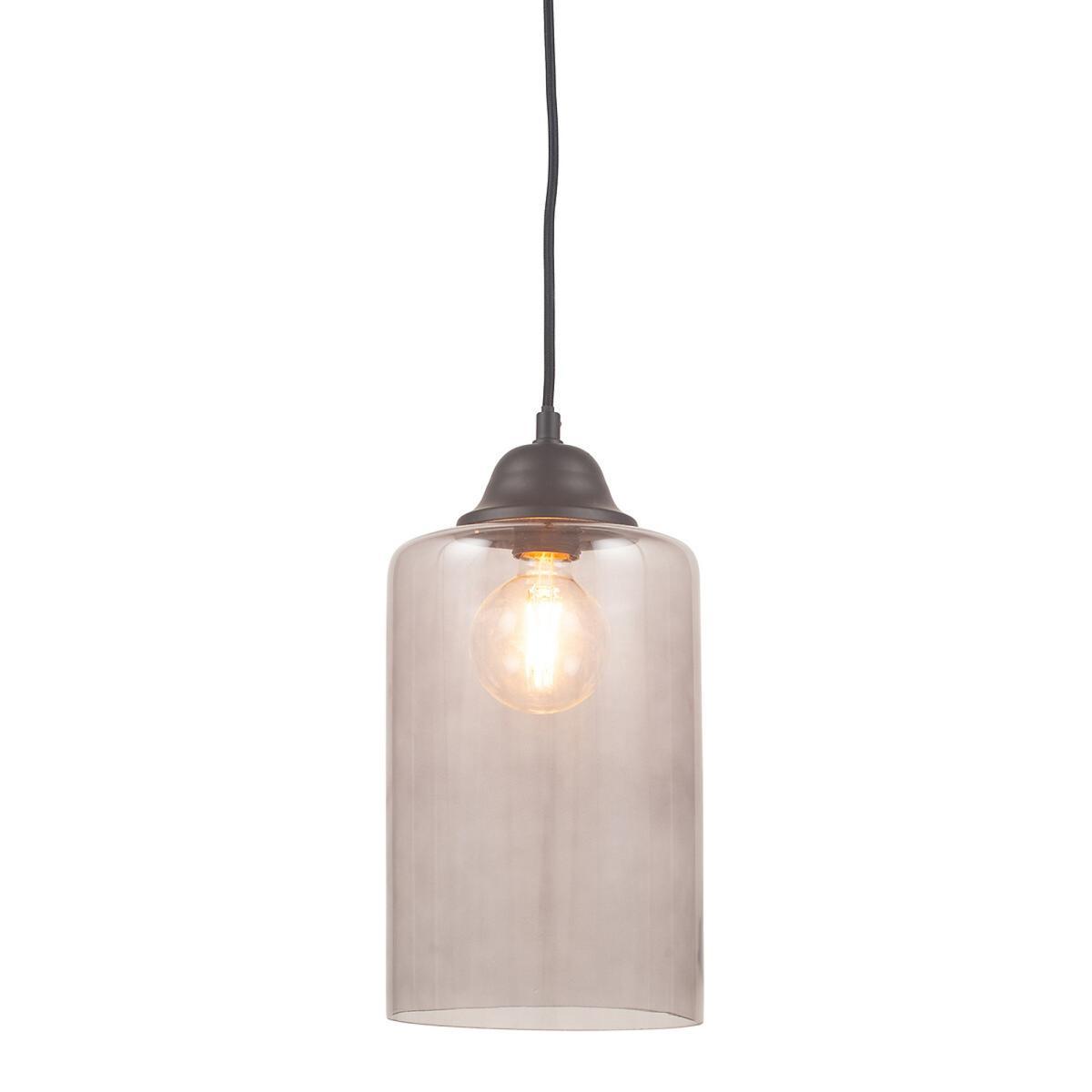 Smoked Glass and Silver Cloche Pendant Ceiling Light – image 2