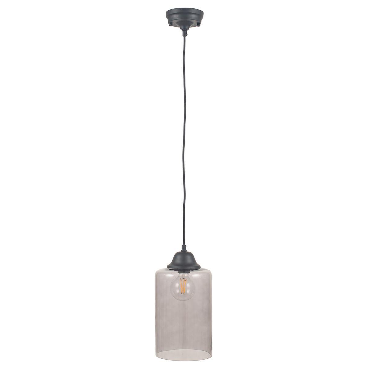 Smoked Glass and Silver Cloche Pendant Ceiling Light – image 3