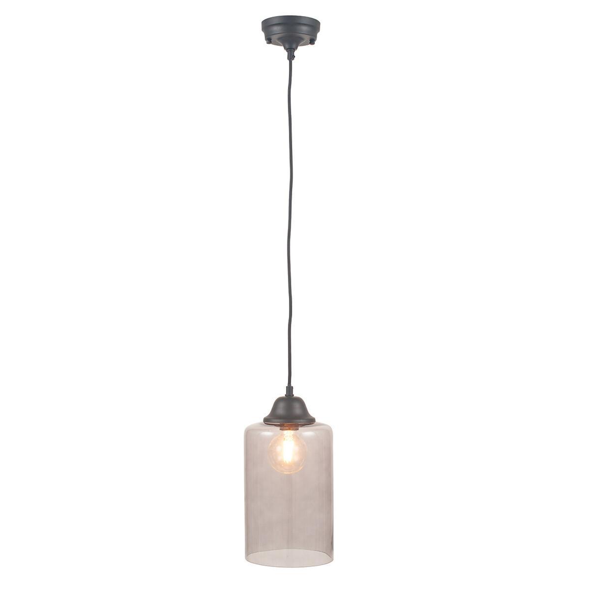 Smoked Glass and Silver Cloche Pendant Ceiling Light – image 4