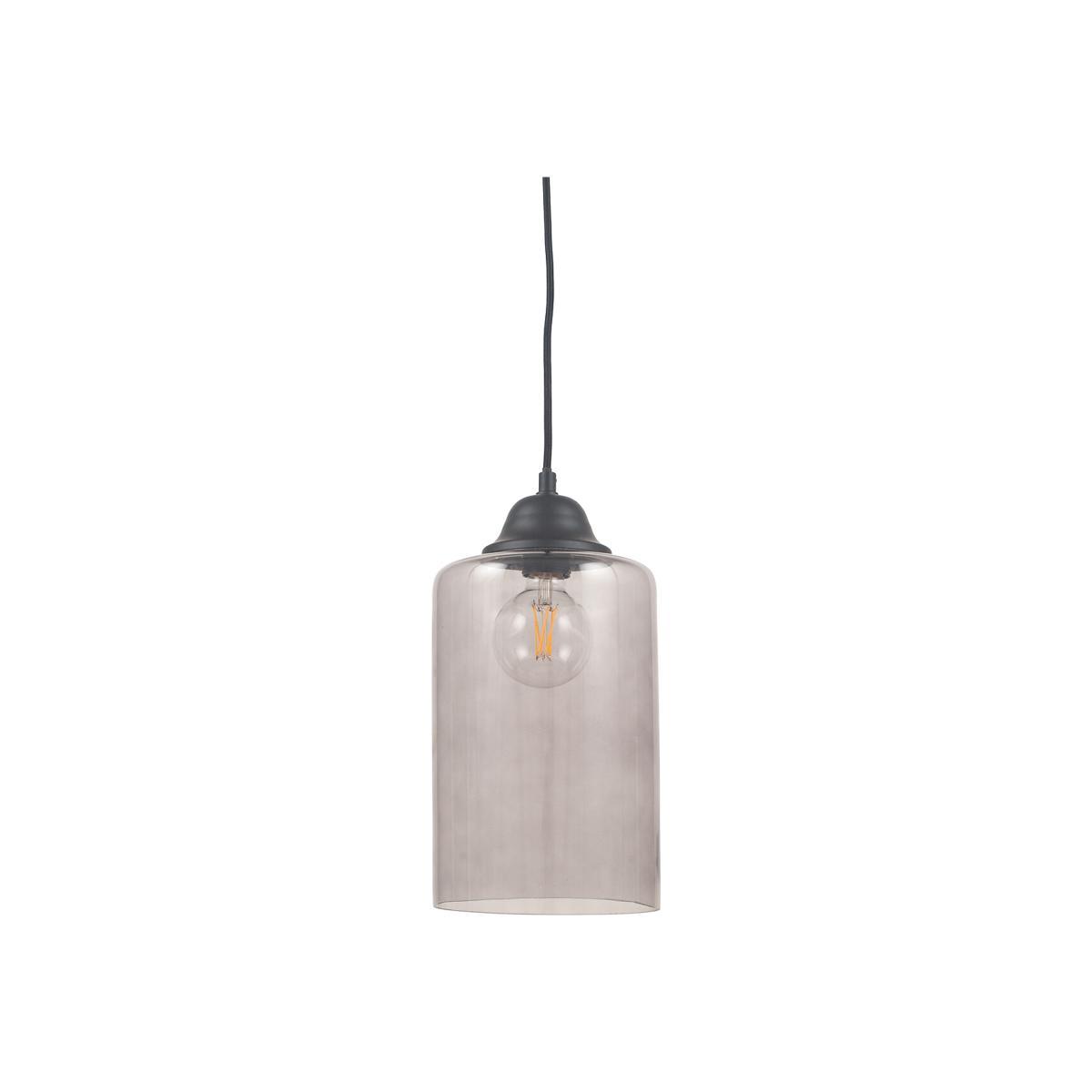 Smoked Glass and Silver Cloche Pendant Ceiling Light – image 1