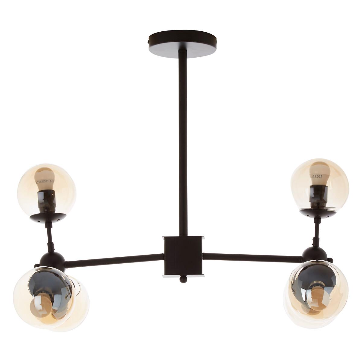 Matt Black and Glass Orb 6 Bulb Ceiling Light – image 2