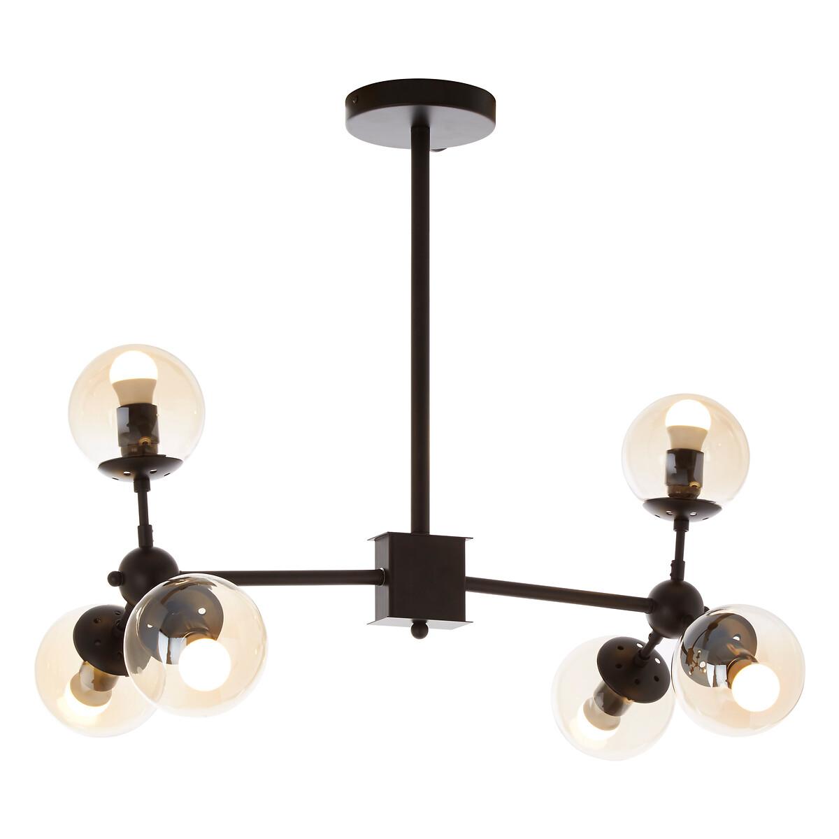 Matt Black and Glass Orb 6 Bulb Ceiling Light – image 3