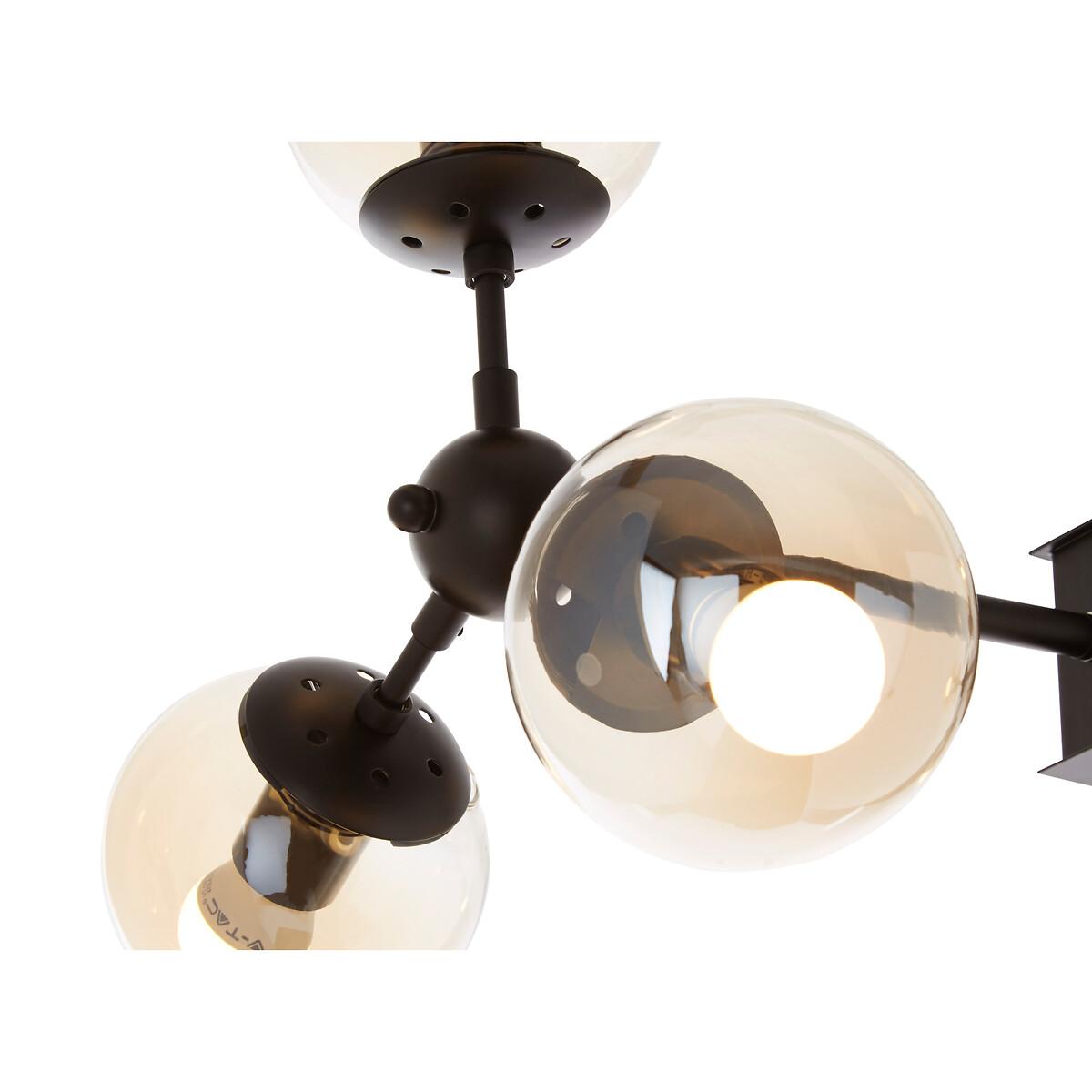 Matt Black and Glass Orb 6 Bulb Ceiling Light – image 4