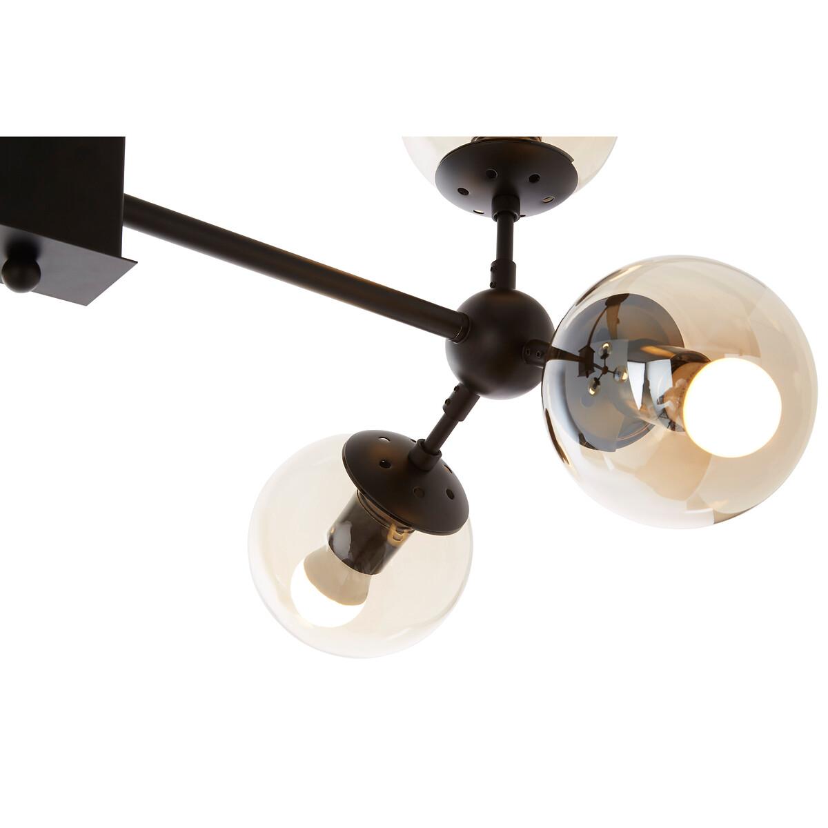 Matt Black and Glass Orb 6 Bulb Ceiling Light – image 5