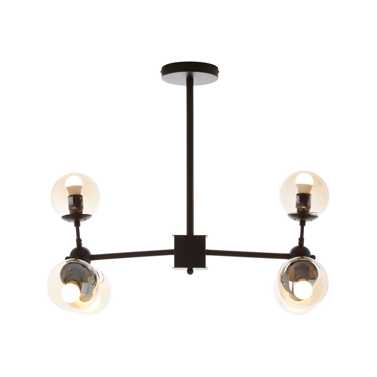 Matt Black and Glass Orb 6 Bulb Ceiling Light – image 1