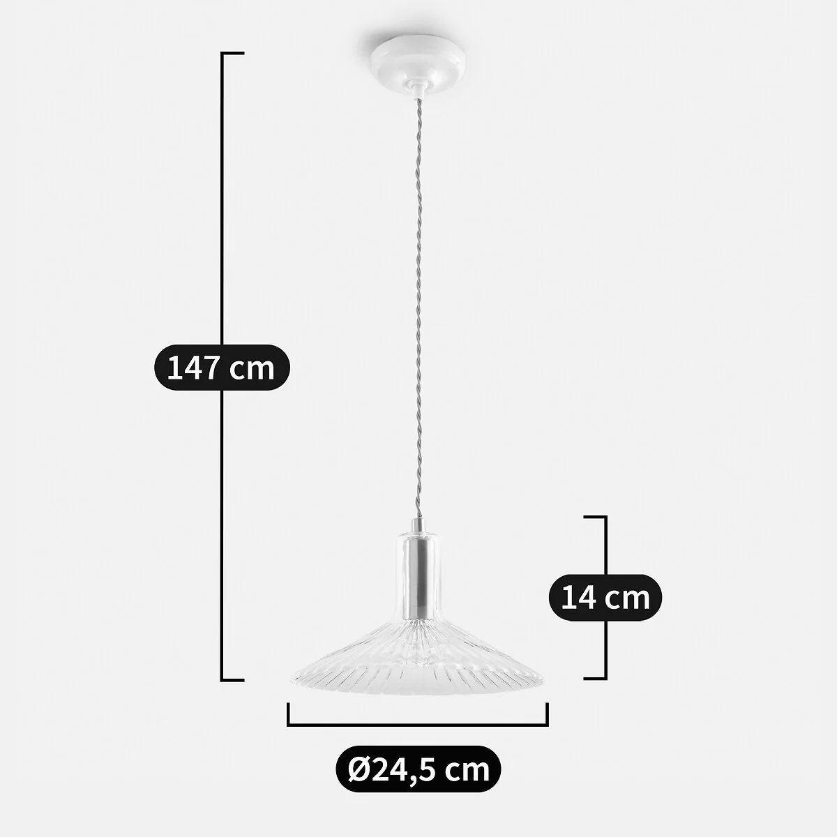 Gramma Ribbed Glass/Brass Hanging Lamp Ø24.5cm – image 5
