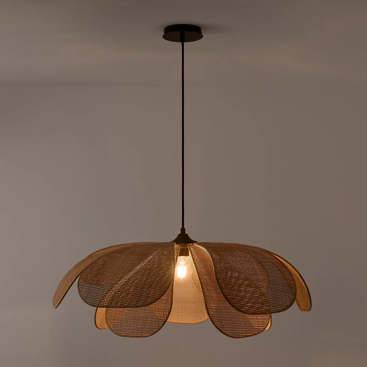Lola 80cm Diameter Rattan Petal Ceiling Light – image 3