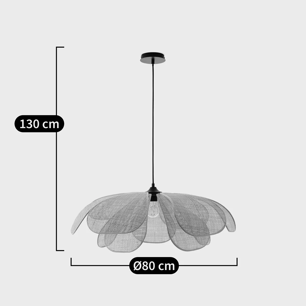 Lola 80cm Diameter Rattan Petal Ceiling Light – image 5