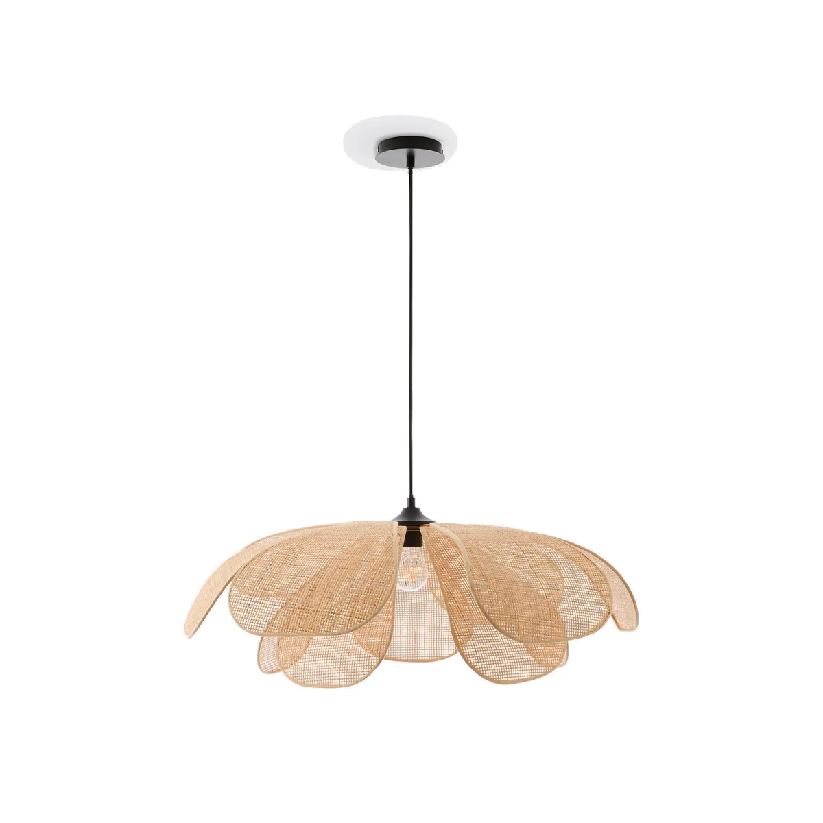 Lola 80cm Diameter Rattan Petal Ceiling Light – image 1