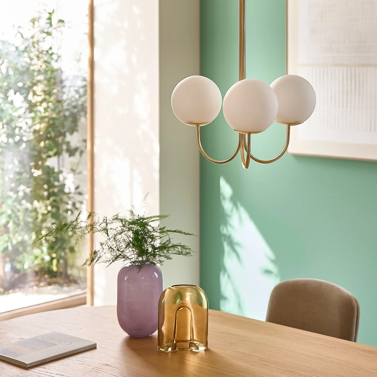 Moricio Opaline & Brass Ceiling Light – image 2