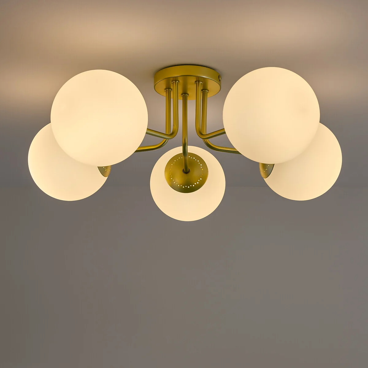 Moricio Brass and Opaline Glass Ceiling Light – image 2