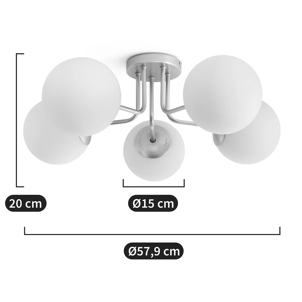 Moricio Brass and Opaline Glass Ceiling Light – image 4