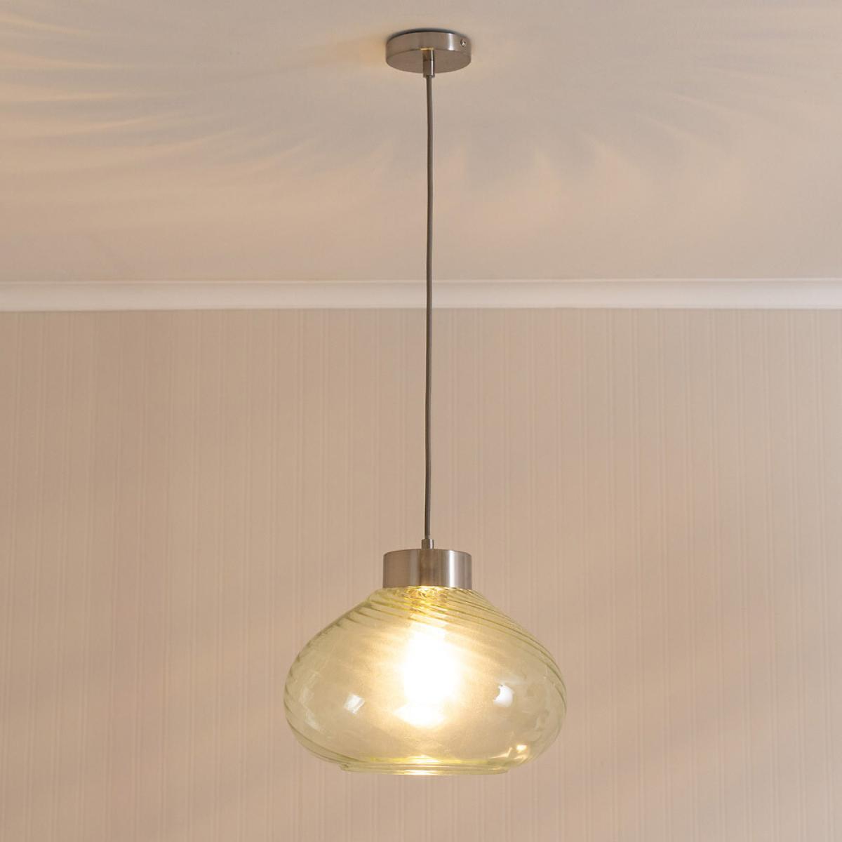 Brushed Metal Ceiling Pendant Light with Spiral Glass Shade – image 2